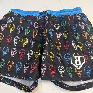 B101 Men's Black Ice Cream Print Swim Trunks